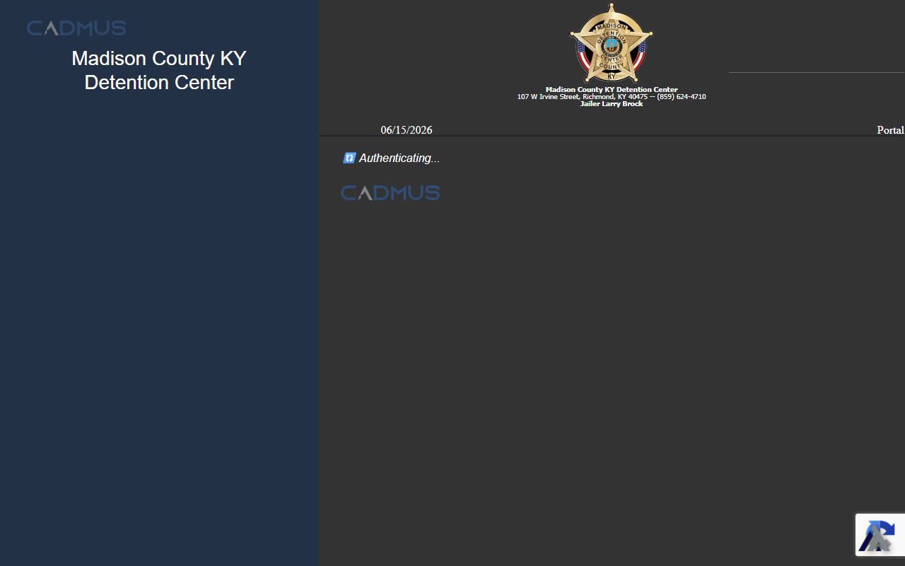 Madison County inmate population current inmate portal screenshot